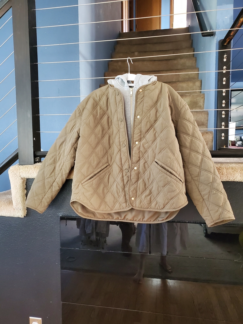 Zara Quilted Olive Green Puffer Jacket